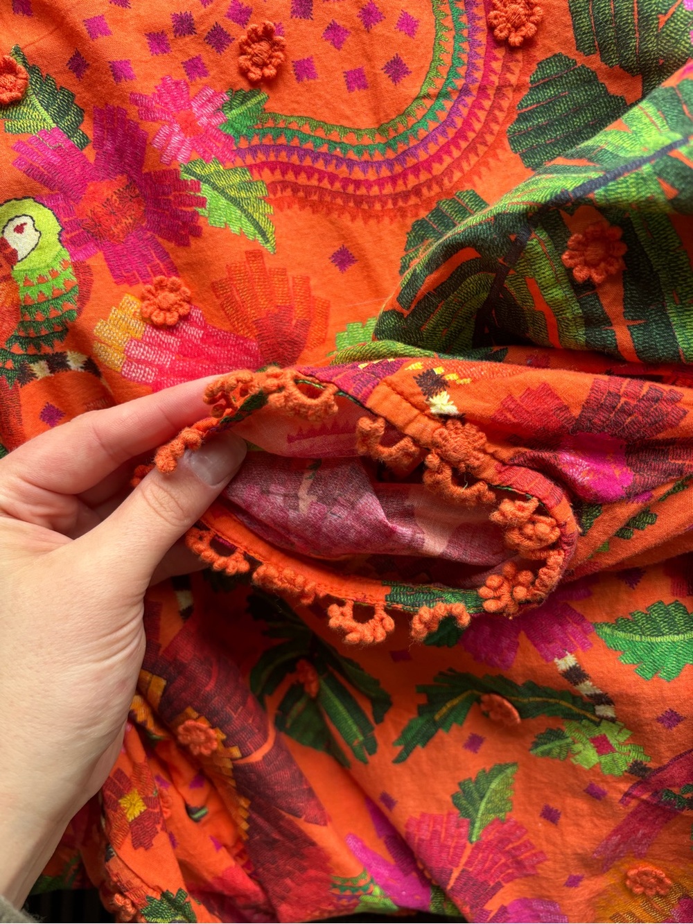 FARM RIO Cotton Blooming Garden Blouse Orange Floral Size Small - Picture 12 of 12
